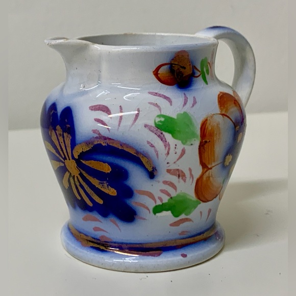 19th Century Antique Gaudy Welsh Ironstone Grape Pattern Miniature Pitcher Jug - Picture 10 of 16